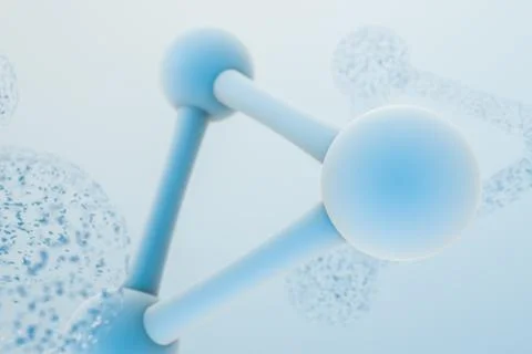 3d rendering, blue chemical formula with particle effects Stock Illustration