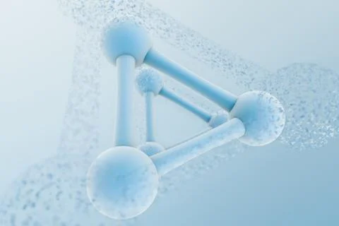 3d rendering, blue chemical formula with particle effects イラスト素材