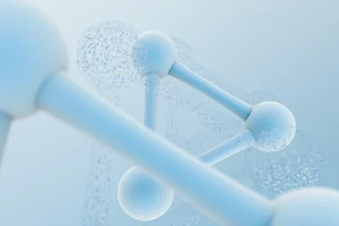 3d rendering, blue chemical formula with particle effects Stock Illustration