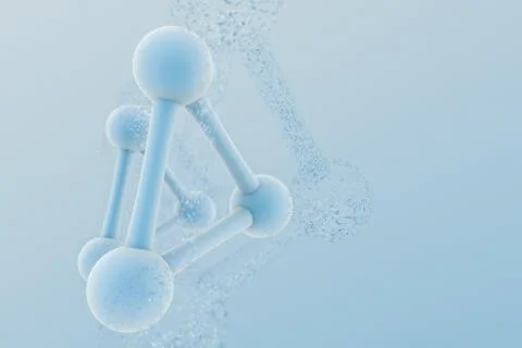 3d rendering, blue chemical formula with particle effects Stockillustratie