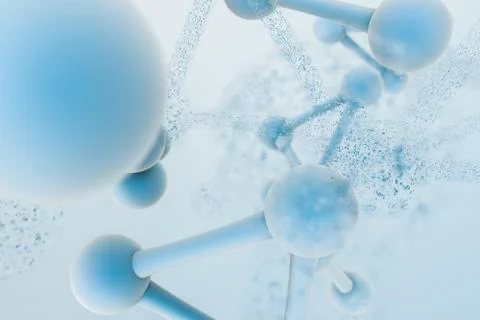 3d rendering, blue chemical formula with particle effects イラスト素材
