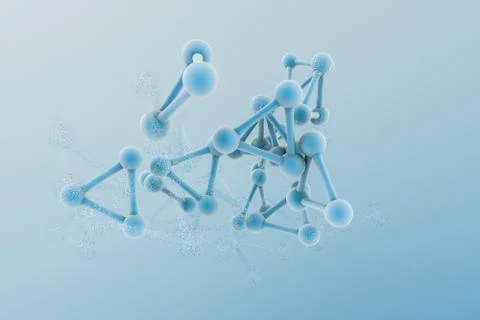 3d rendering, blue chemical formula with particle effects 스톡 일러스트