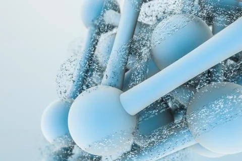 3d rendering, blue chemical formula with particle effects Stock Illustration