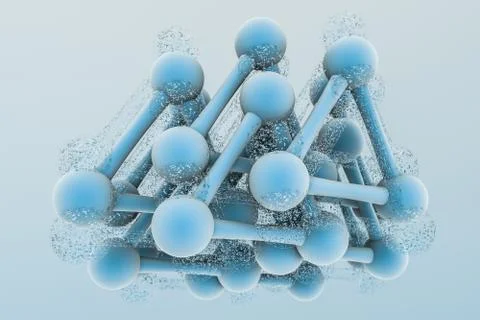 3d rendering, blue chemical formula with particle effects Stock Illustration