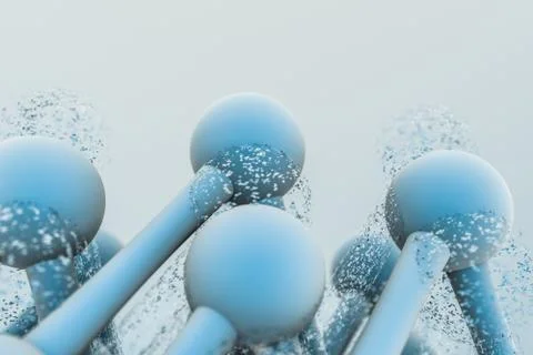 3d rendering, blue chemical formula with particle effects 스톡 일러스트