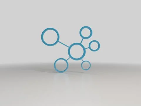 3d rendering of blue circles abstract inside a white studio Stock Illustration
