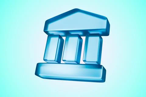 3D rendering of a blue classic bank building, investment concept Ilustración de archivo