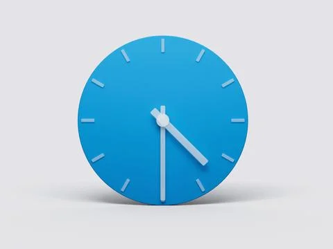 3D rendering of the blue clock isolated on the empty white background Stock Illustration