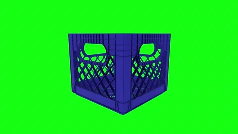 3D rendering of a blue crate on a bright green background Stock Footage 285354921