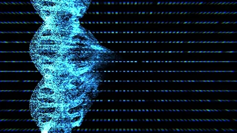 3d rendering blue digital dna helix or genome structure explosion 4k footage Stock Footage 313036773