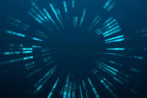 3d rendering, blue diverging technological lines イラスト素材