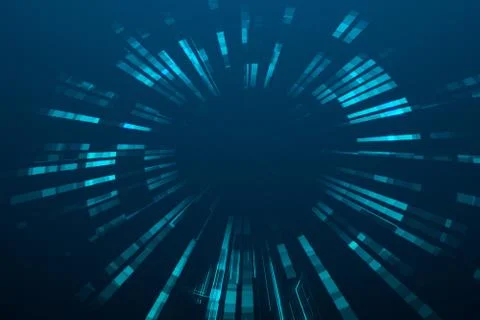 3d rendering, blue diverging technological lines イラスト素材