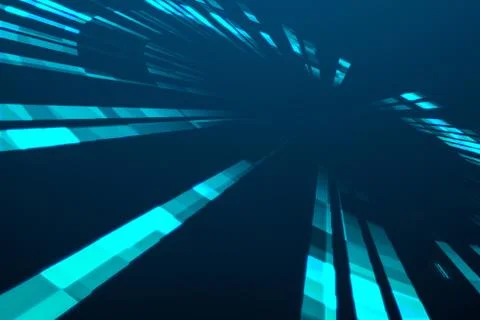 3d rendering, blue diverging technological lines イラスト素材