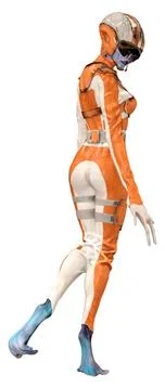 3D Rendering Blue Female Alien on White Stock Illustration