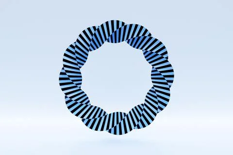 3D rendering blue glowing neon round fractal, portal on whitte isolated backg 스톡 일러스트
