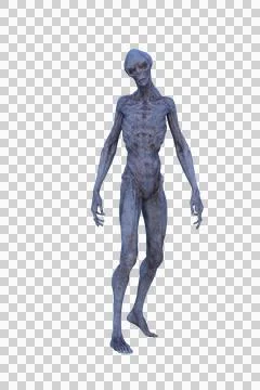 3D rendering of a blue grey alien man looking quizzical isolated on transpare Stock Illustration