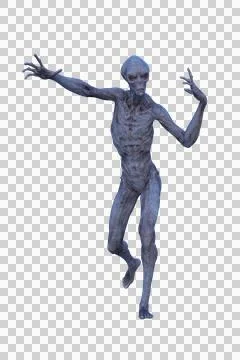 3D rendering of a blue grey alien man running isolated on transparent backgro Stock Illustration