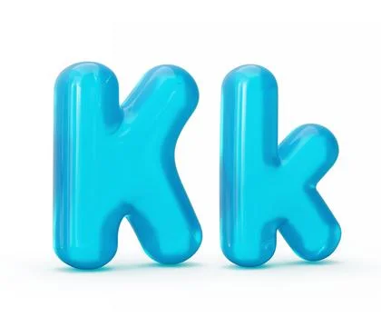 3D rendering of the blue jelly letter K isolated on the empty white background Stock Illustration