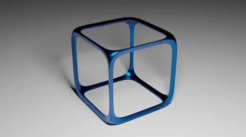 3d rendering of a blue metal cube 스톡 일러스트
