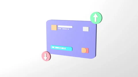 3D rendering blue or purple credit card to online payment, online payment Stock Footage 167398312
