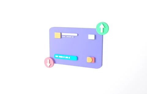 3D rendering blue or purple credit card to online payment, online mobile bank Illustrazione stock