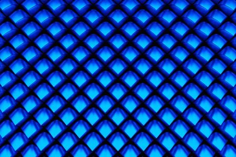 3D rendering. Blue pattern of cubes of different shapes. Minimalistic pattern Stock Illustration