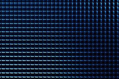 3D rendering. Blue   pattern of cubes of different shapes. Minimalistic patte Stock Illustration
