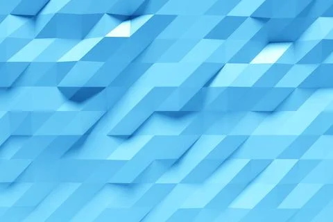 3D rendering. Blue   pattern of cubes of different shapes. Minimalistic patte Stock Illustration
