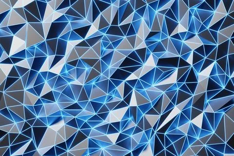 3D rendering. Blue pattern of triangles of different shapes. Minimalistic pat 스톡 일러스트
