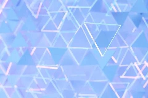 3D rendering. Blue pattern of triangles of different shapes. Minimalistic pat Stock Illustration