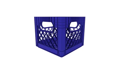 3D rendering of a blue plastic crate displayed on a white background Stock-Footage 285354927