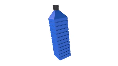 3D rendering of a blue plastic water bottle shaped like a building Stock-Footage 285060061