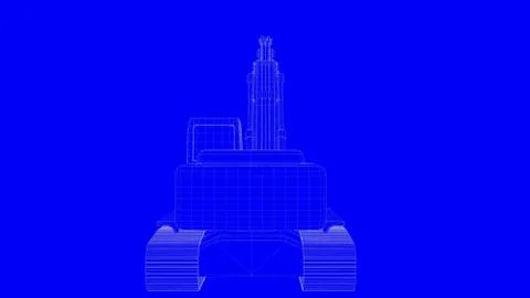 3d rendering of a blue print digger in white lines on a blue background 스톡 일러스트