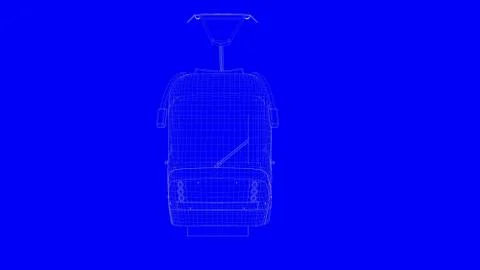 3d rendering of a blue print train in white lines on a blue background Illustrazione stock