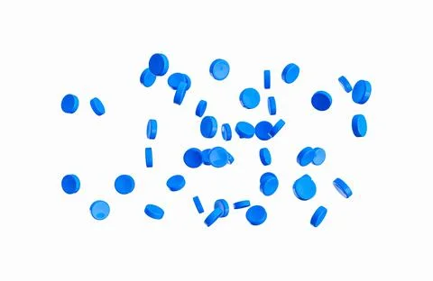 3D rendering of blue recycled polypropylene granules isolated on a white backgro Stock Illustration