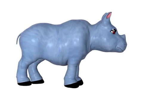 3D Rendering Blue Rhino on White Stock Illustration