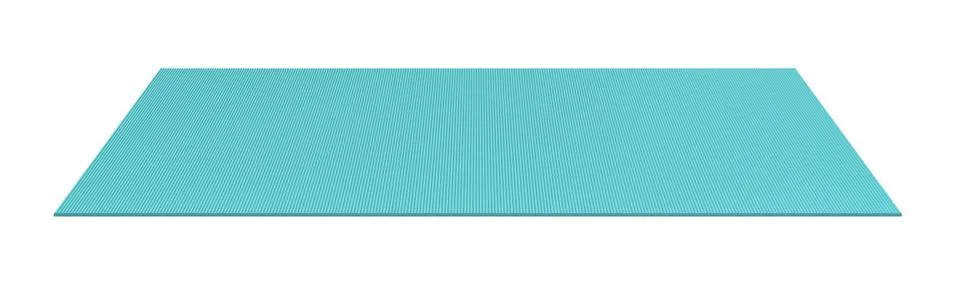 3d rendering of a blue rolled out yoga mat on white background Stock Illustration