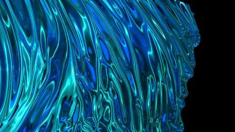 3D rendering of blue shiny fabric. The fabric develops smoothly in the wind Stock Illustration