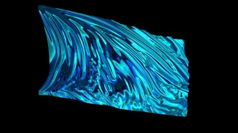 3D rendering of blue shiny fabric. The fabric develops smoothly in the wind 写真素材