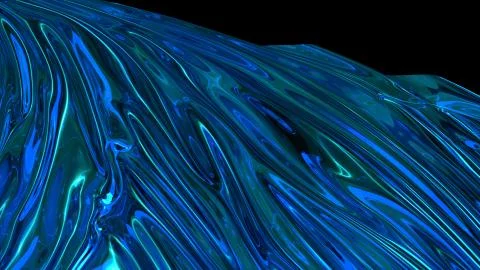 3D rendering of blue shiny fabric. The fabric develops smoothly in the wind 库存照片