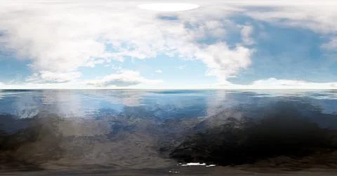 3D rendering. Blue sky with clouds at sunset or sunrise. Environment 360 HDRI Stock Illustration