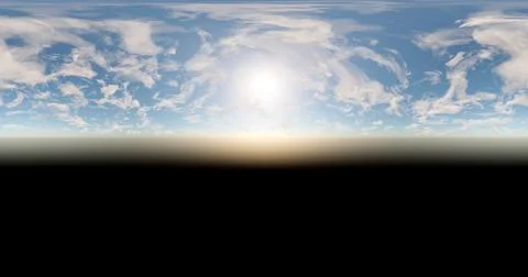 3D rendering. Blue sky with clouds at sunset or sunrise. Environment 360 HDRI Stock Illustration