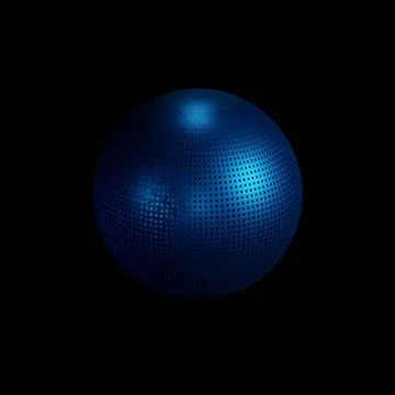 3D rendering of a blue sphere on a black background Stock Illustration