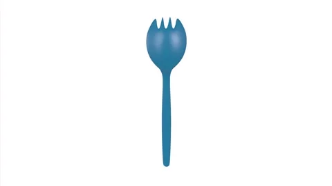 3D rendering of a blue spork designed for modern dining experiences Stock Footage 284220329