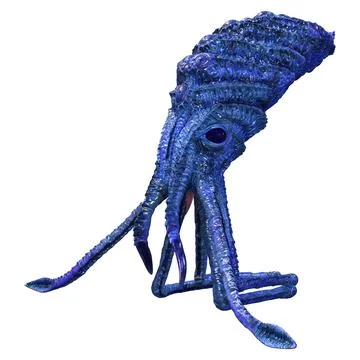 3D Rendering Blue Squid on White Stock Illustration