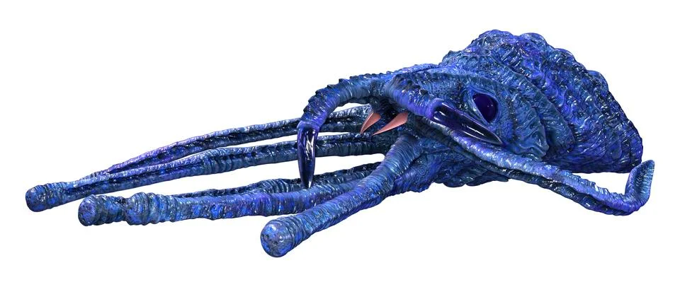 3D Rendering Blue Squid on White Stock Illustration