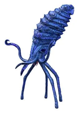 3D Rendering Blue Squid on White Stock Illustration