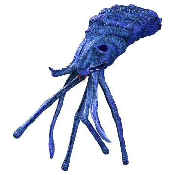3D Rendering Blue Squid on White Stock Illustration