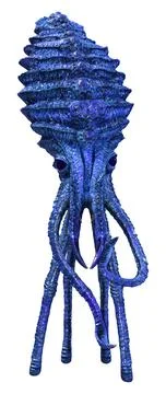 3D Rendering Blue Squid on White Stock Illustration