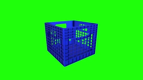 3D rendering of a blue storage crate with a green background Stock Footage 287012806